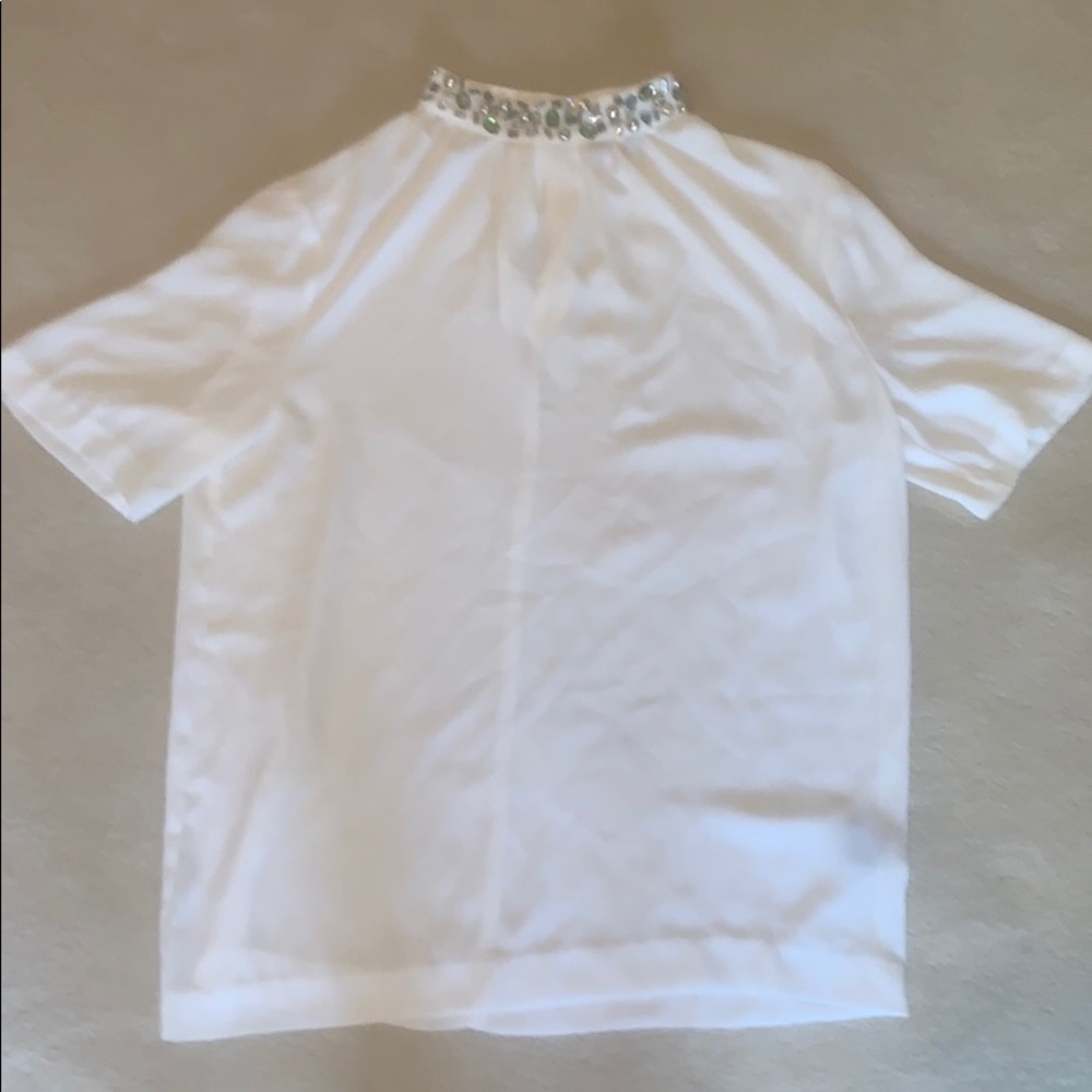 Vince camuto- embellished collar white work shirt